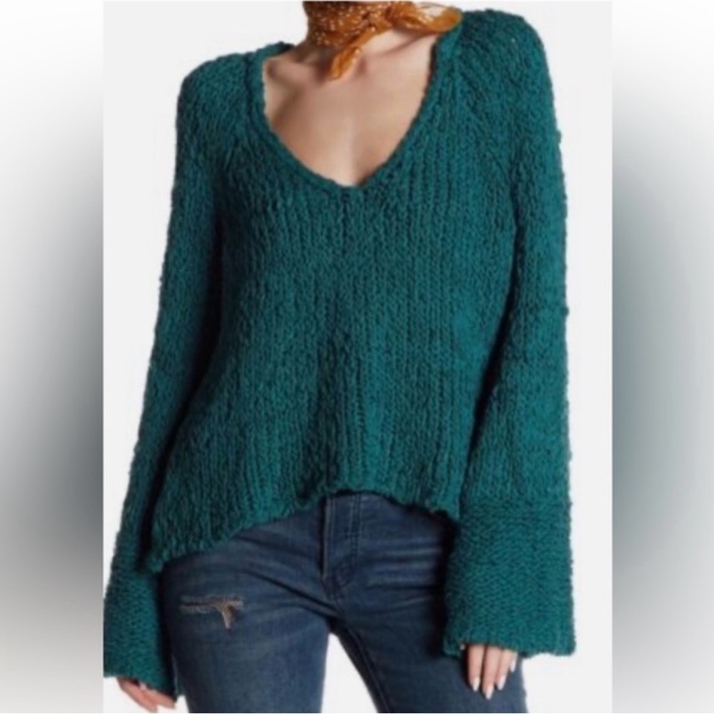 Free People Sand Dune Bell Sleeve Chunky Knit Sweater